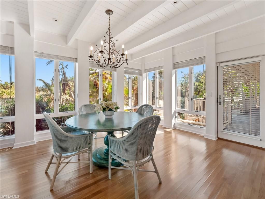 Chandelier, Dining room, Interior, Sun Room, Wood Texture Flooring