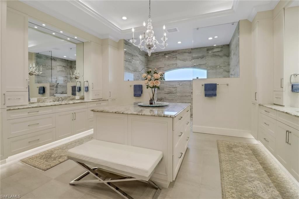 Bathroom, Chandelier, Interior, Recessed Lighting