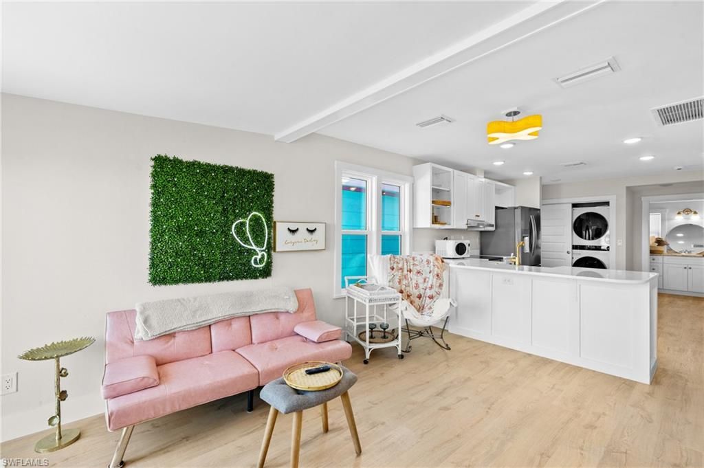 Interior, Kitchen, Living room, Pendant Lights, Recessed Lighting, Stainless Steel Appliances, Wood Texture Flooring