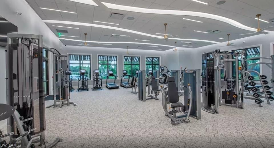 Fitness Equipment, Gym, Interior, Recessed Lighting