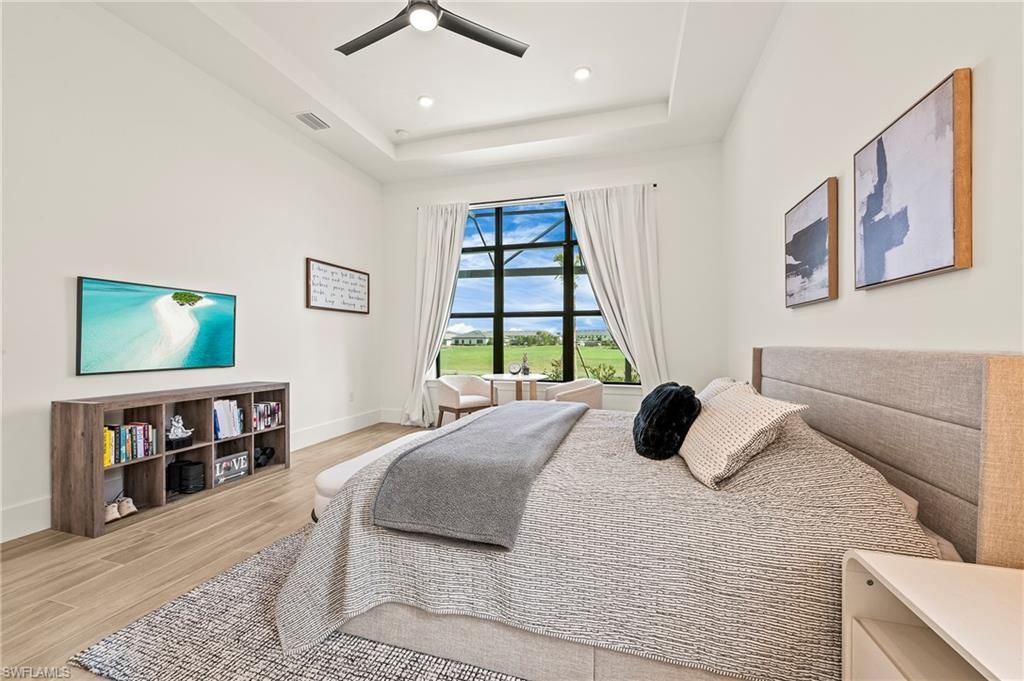 Bedroom, Interior, Recessed Lighting, Water, Wood Texture Flooring