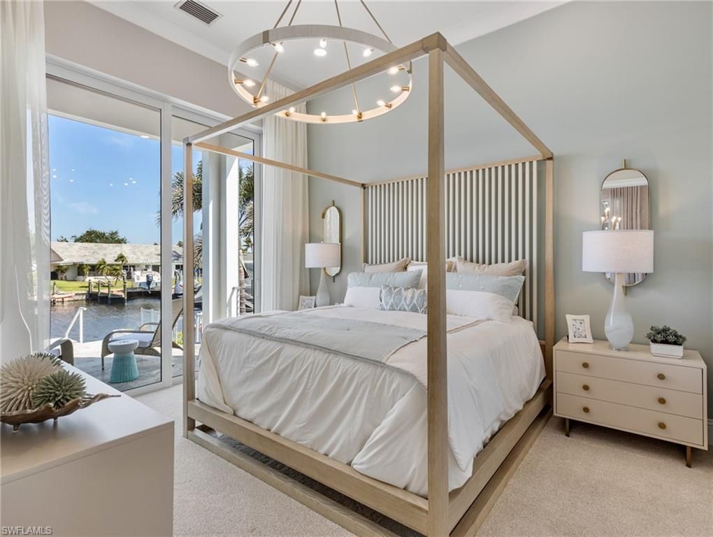 Bedroom, Interior, Pendant Lights, Water