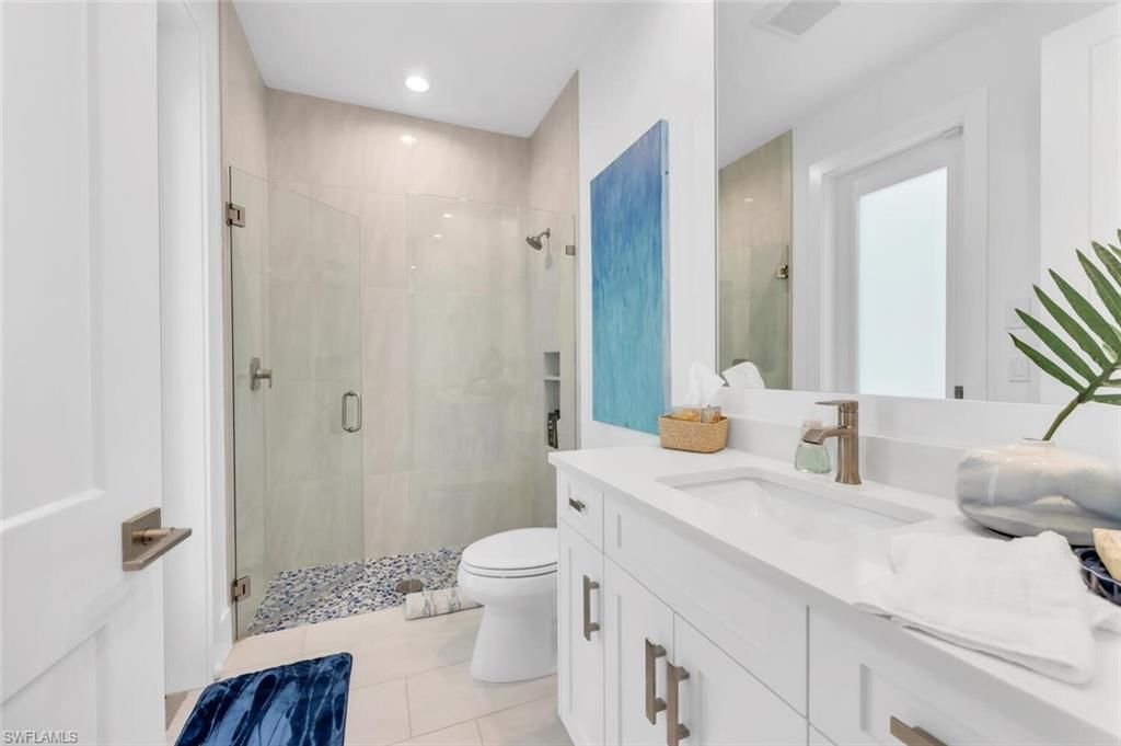 Bathroom, Glass Shower, Interior, Recessed Lighting