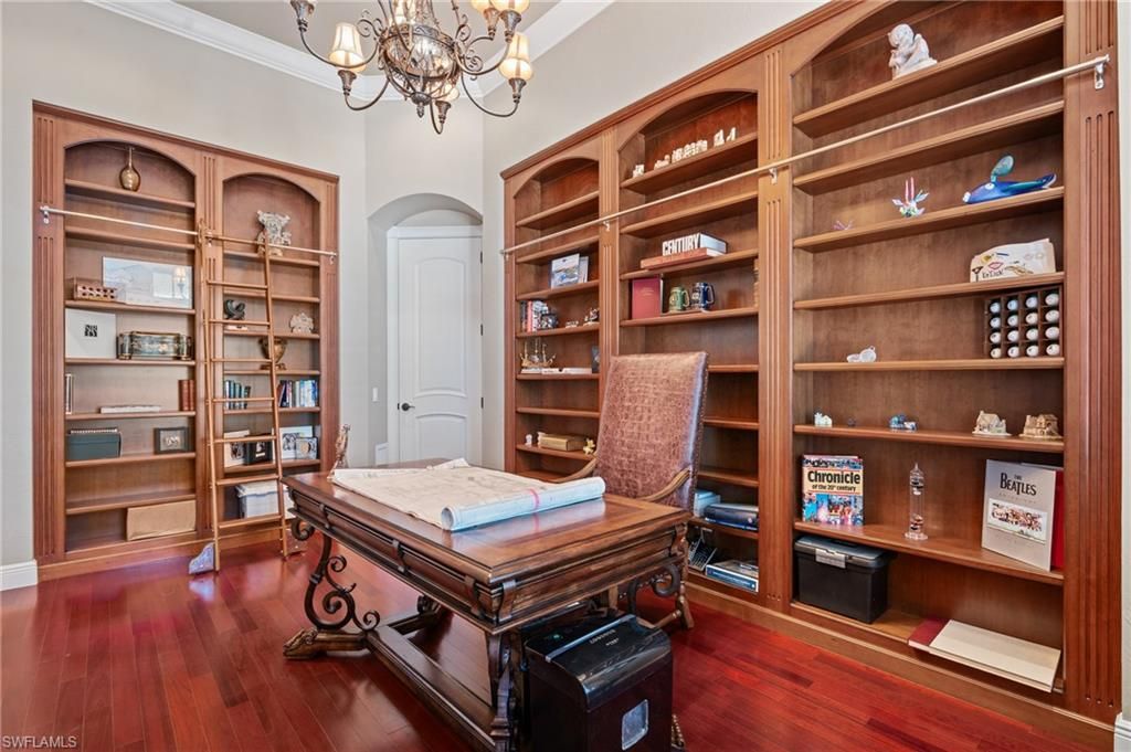 Chandelier, Home Office, Interior, Wood Texture Flooring