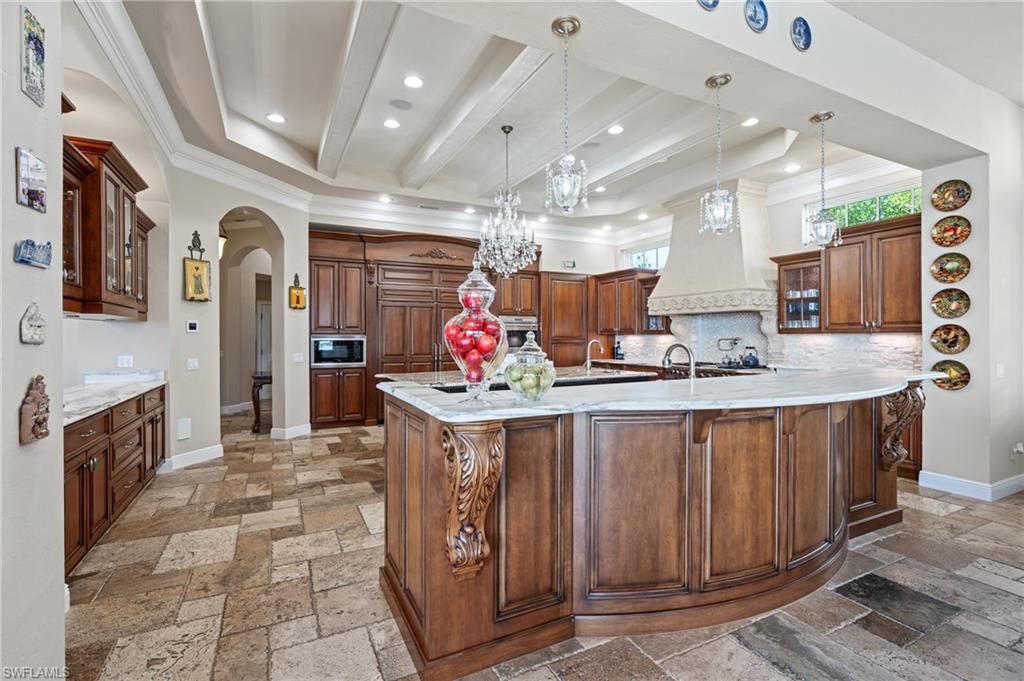 Chandelier, Interior, Kitchen, Pendant Lights, Recessed Lighting, Stainless Steel Appliances