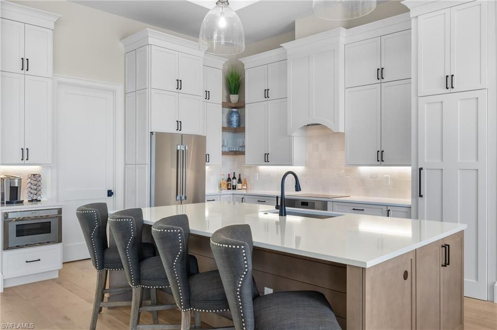 Interior, Kitchen, Pendant Lights, Stainless Steel Appliances, Wood Texture Flooring