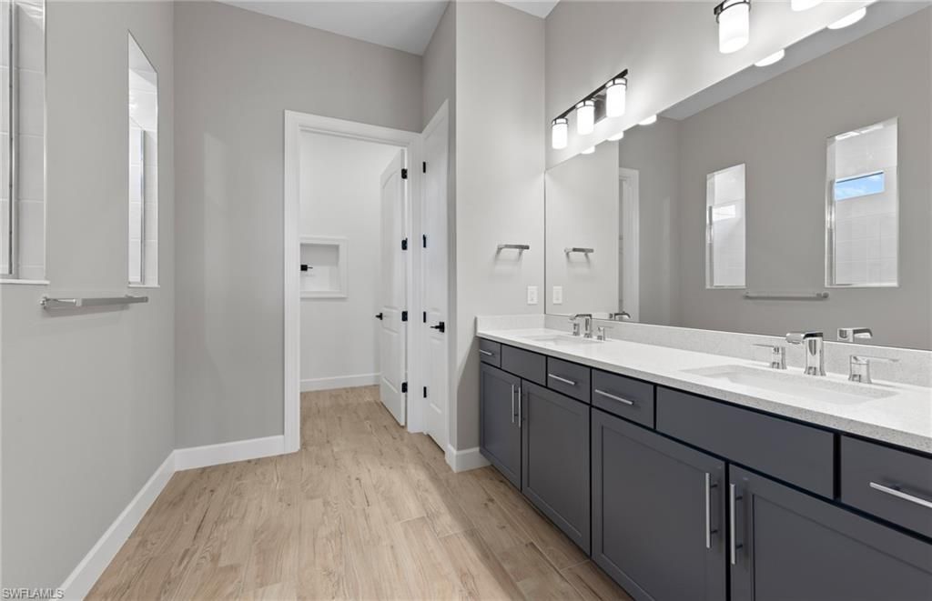 Bathroom, Dual Sink Vanities, Interior, Wood Texture Flooring