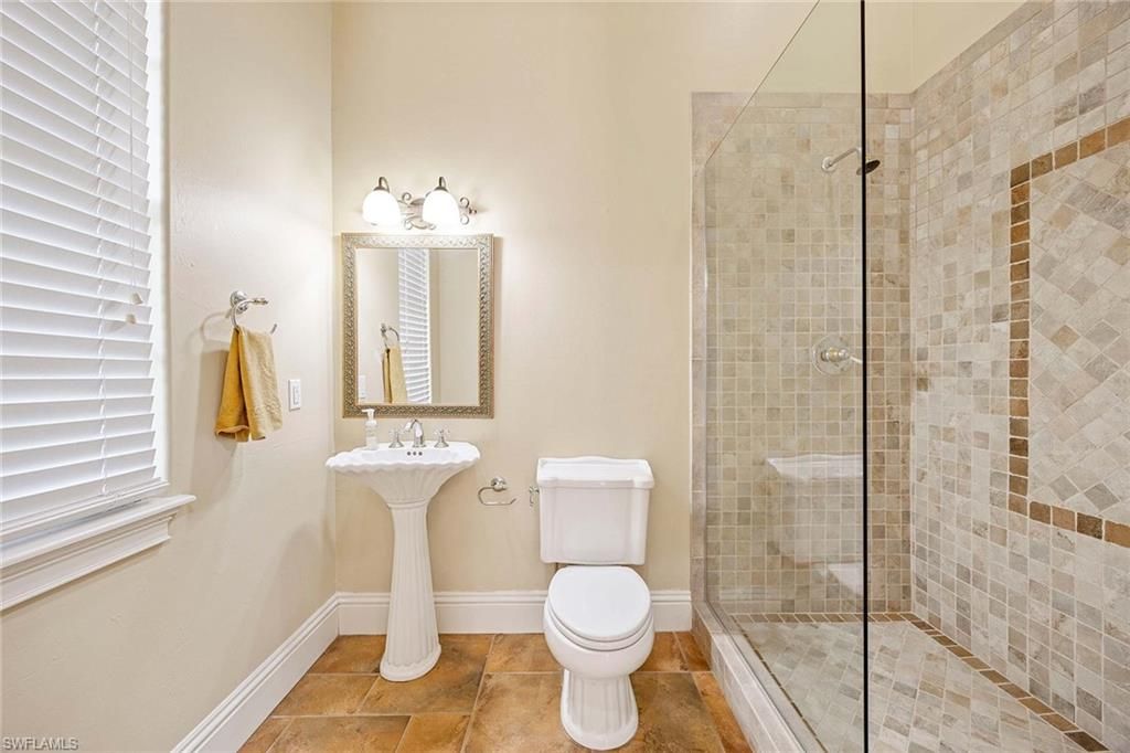 Bathroom, Glass Shower, Interior, Stone Walls