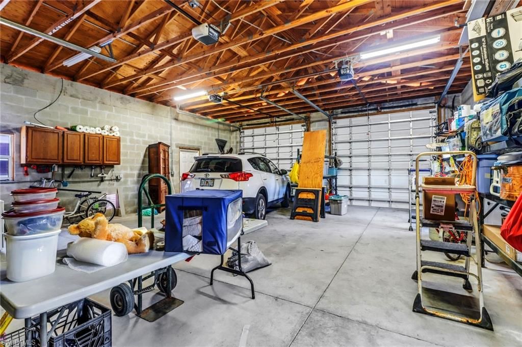 Garage, Interior, Stone Walls, Wooden Beams