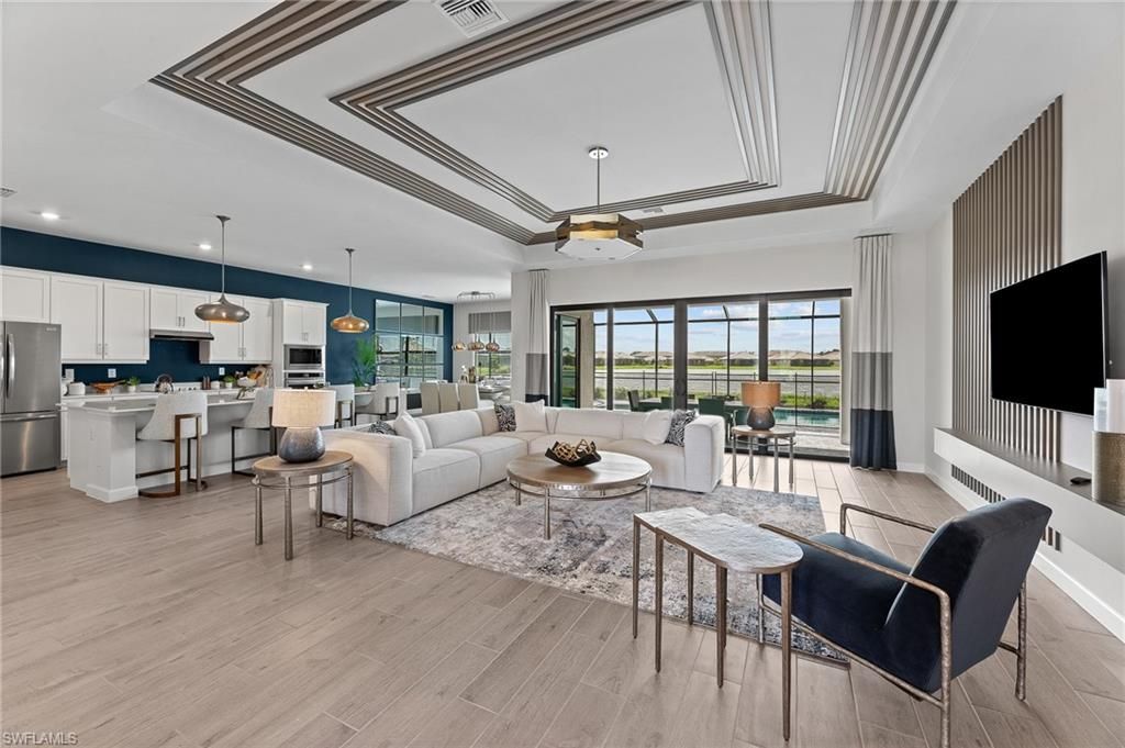 Interior, Kitchen, Living room, Pendant Lights, Recessed Lighting, Stainless Steel Appliances, Wood Texture Flooring
