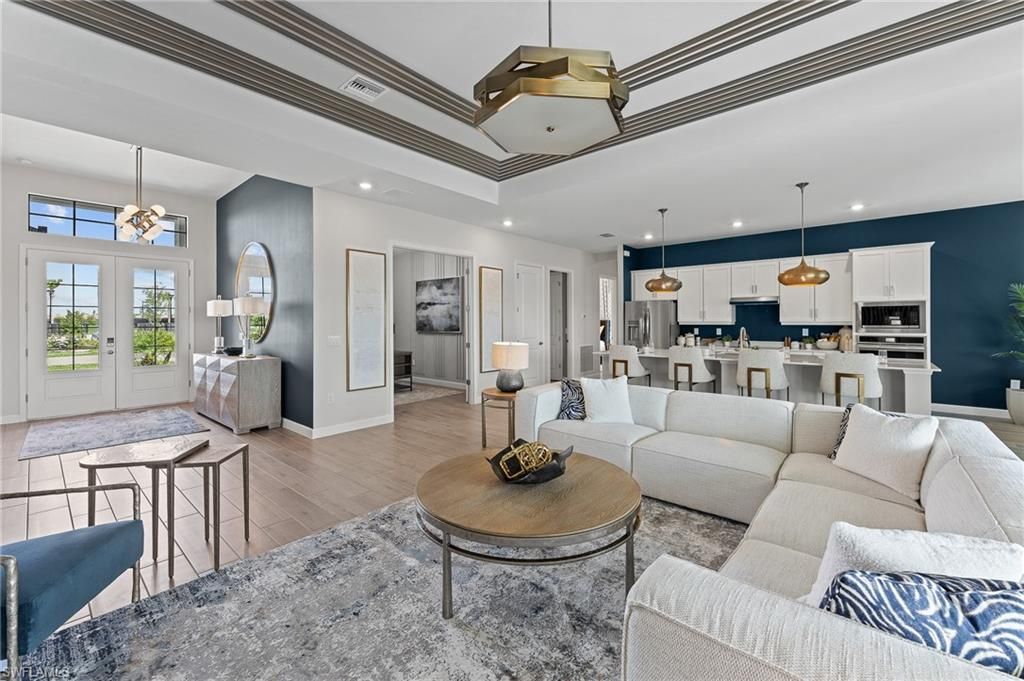 Dining room, Interior, Kitchen, Living room, Pendant Lights, Recessed Lighting, Stainless Steel Appliances, Wood Texture Flooring