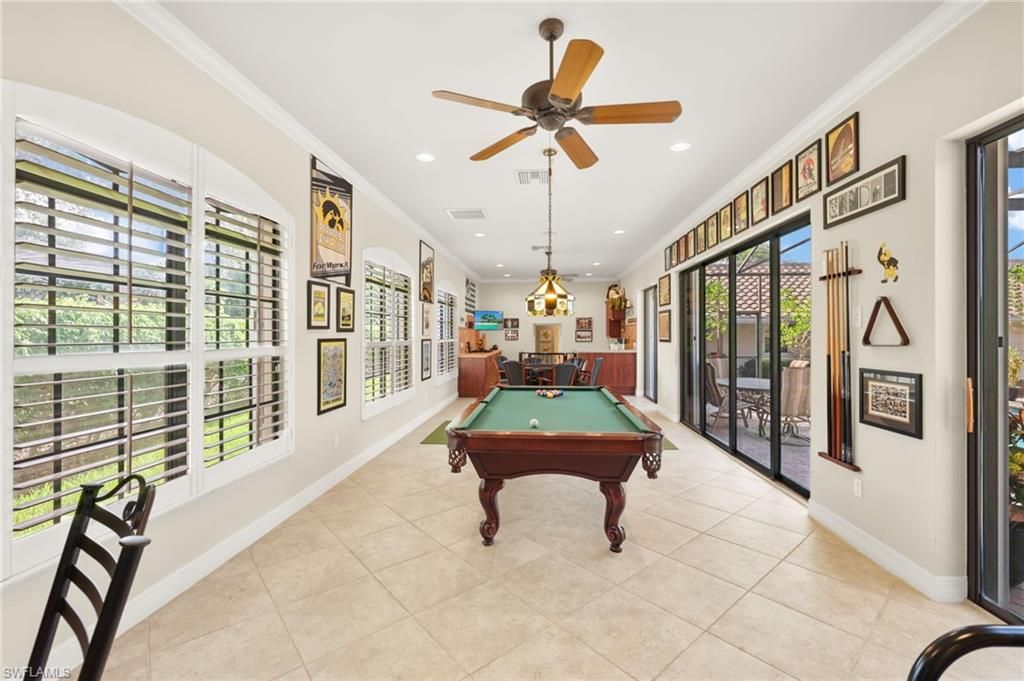 Billiard Table, Game Room, Interior, Pendant Lights, Recessed Lighting