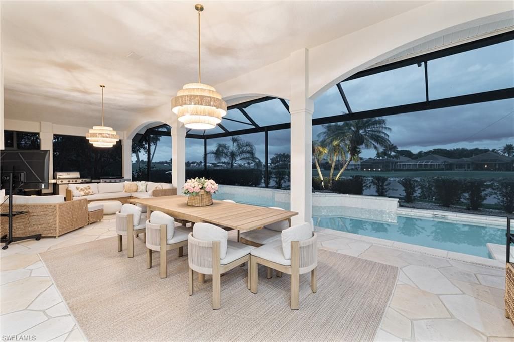 Dining room, Interior, Living room, Pendant Lights, Pool, Sun Room, Water