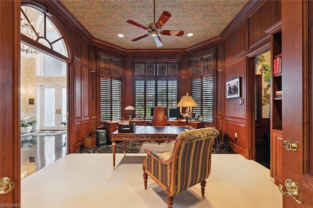 Home Office, Interior, Recessed Lighting, Wooden Walls