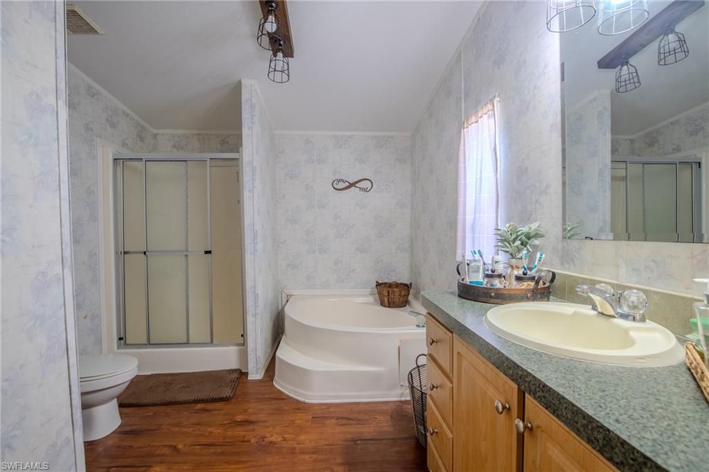 Bathroom, Dual Sink Vanities, Interior, Wood Texture Flooring