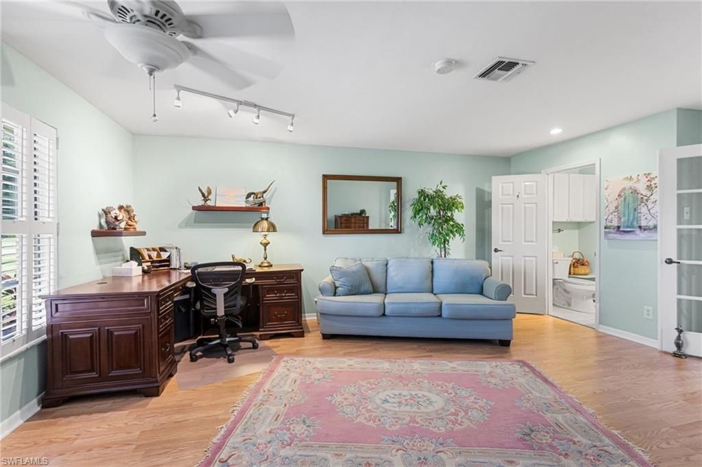 Home Office, Interior, Recessed Lighting, Wood Texture Flooring