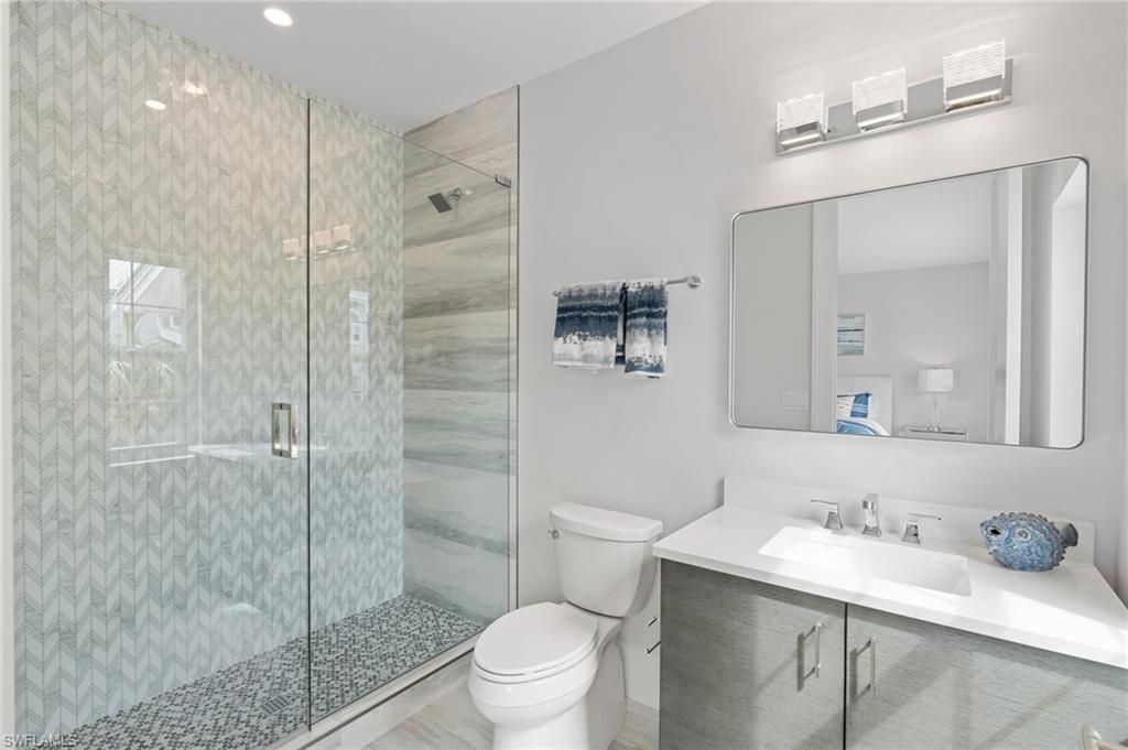 Bathroom, Glass Shower, Interior, Recessed Lighting
