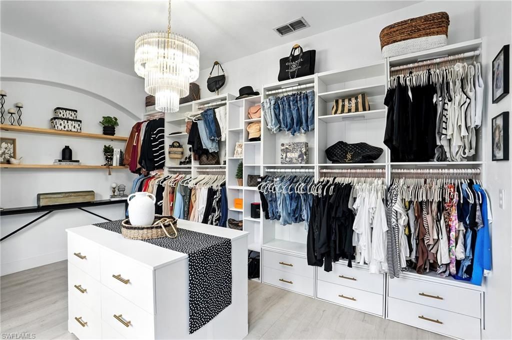 Chandelier, Interior, Walk-in Closets, Wood Texture Flooring