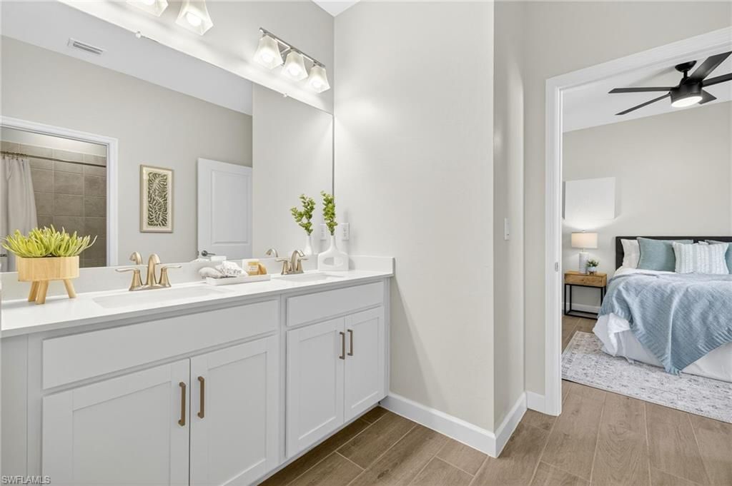 Bathroom, Bedroom, Dual Sink Vanities, Interior, Wood Texture Flooring