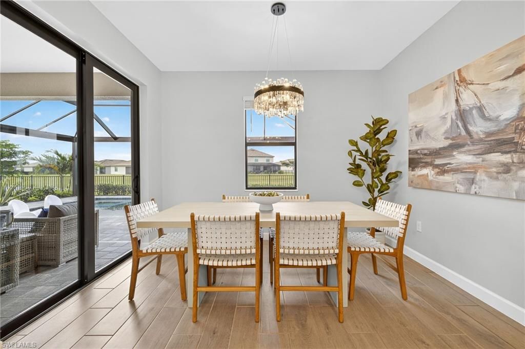 Chandelier, Dining room, Interior, Pendant Lights, Wood Texture Flooring