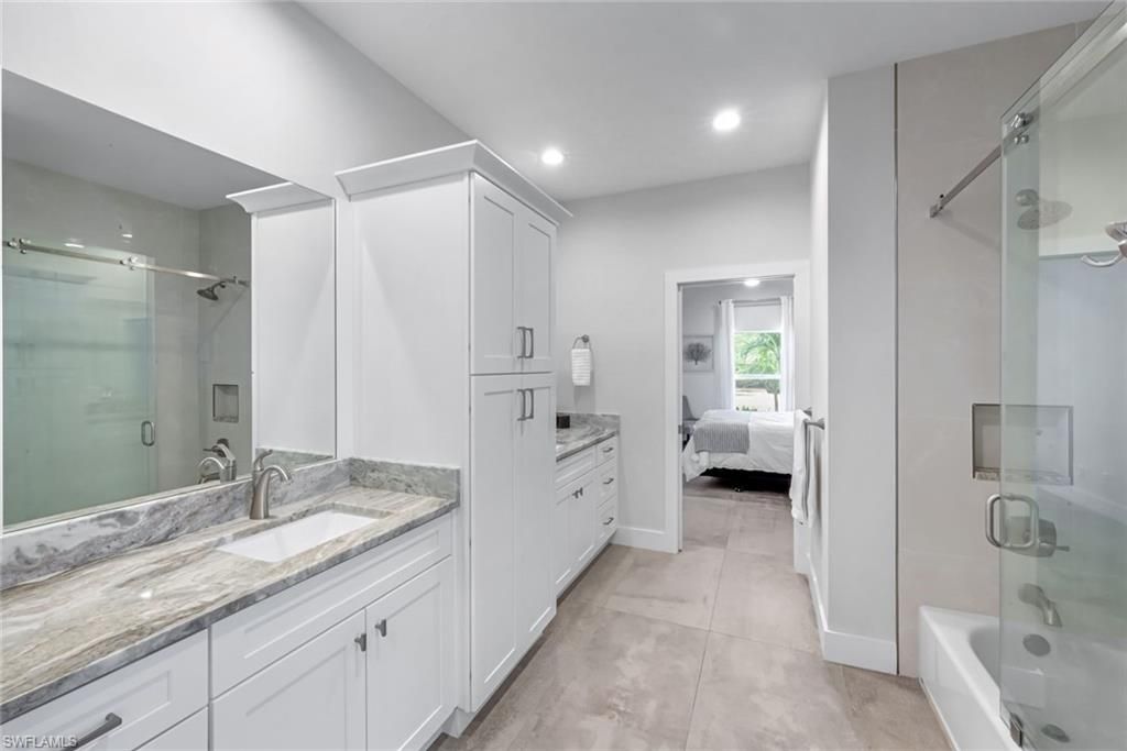 Bathroom, Bedroom, Dual Sink Vanities, Glass Shower, Interior, Recessed Lighting
