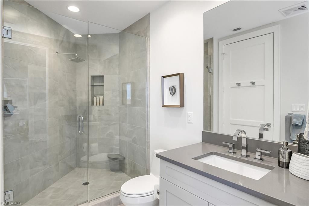 Bathroom, Glass Shower, Interior, Recessed Lighting