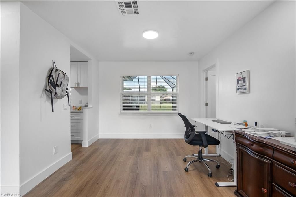 Home Office, Interior, Recessed Lighting, Wood Texture Flooring
