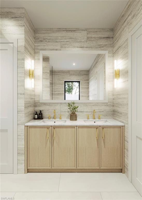Bathroom, Dual Sink Vanities, Interior, Marble Walls