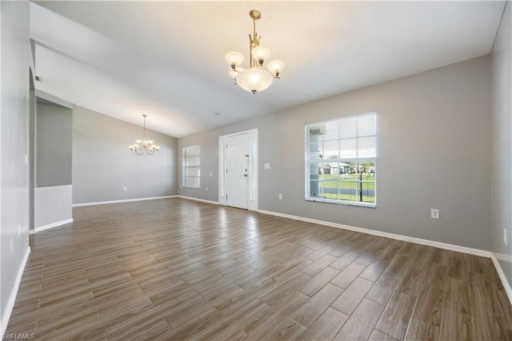 Chandelier, Empty room, Interior, Wood Texture Flooring