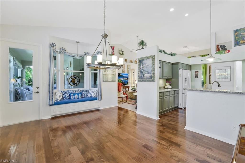 Chandelier, Interior, Kitchen, Recessed Lighting, Wood Texture Flooring