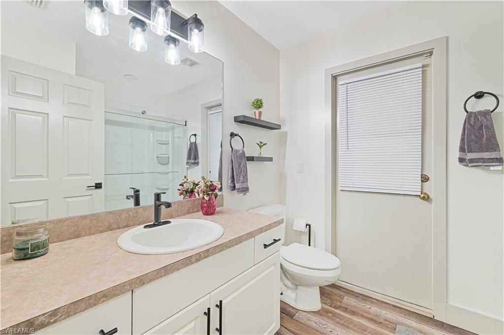 Bathroom, Glass Shower, Interior, Wood Texture Flooring