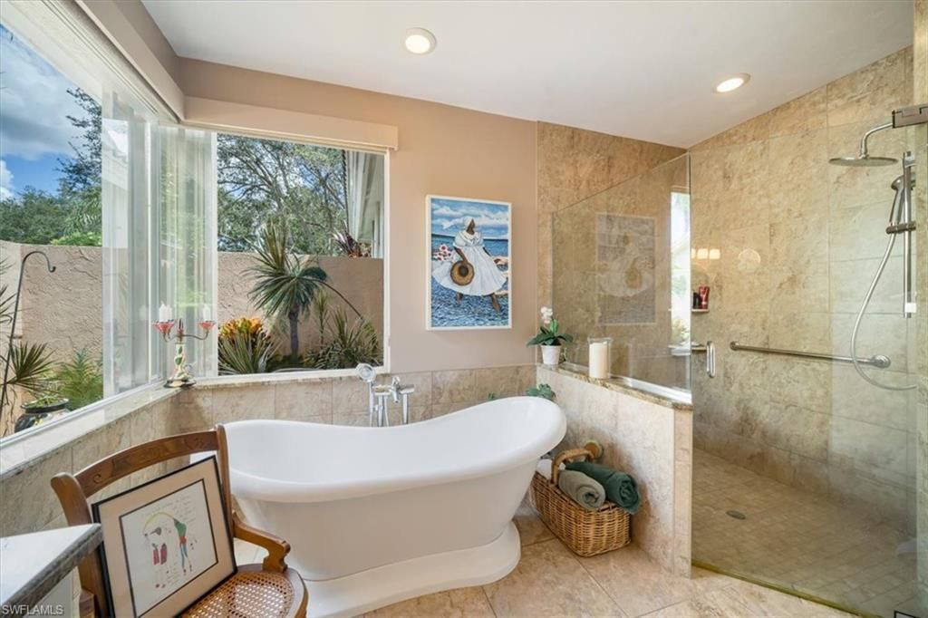 Bathroom, Free Standing Baths, Glass Shower, Interior, Recessed Lighting