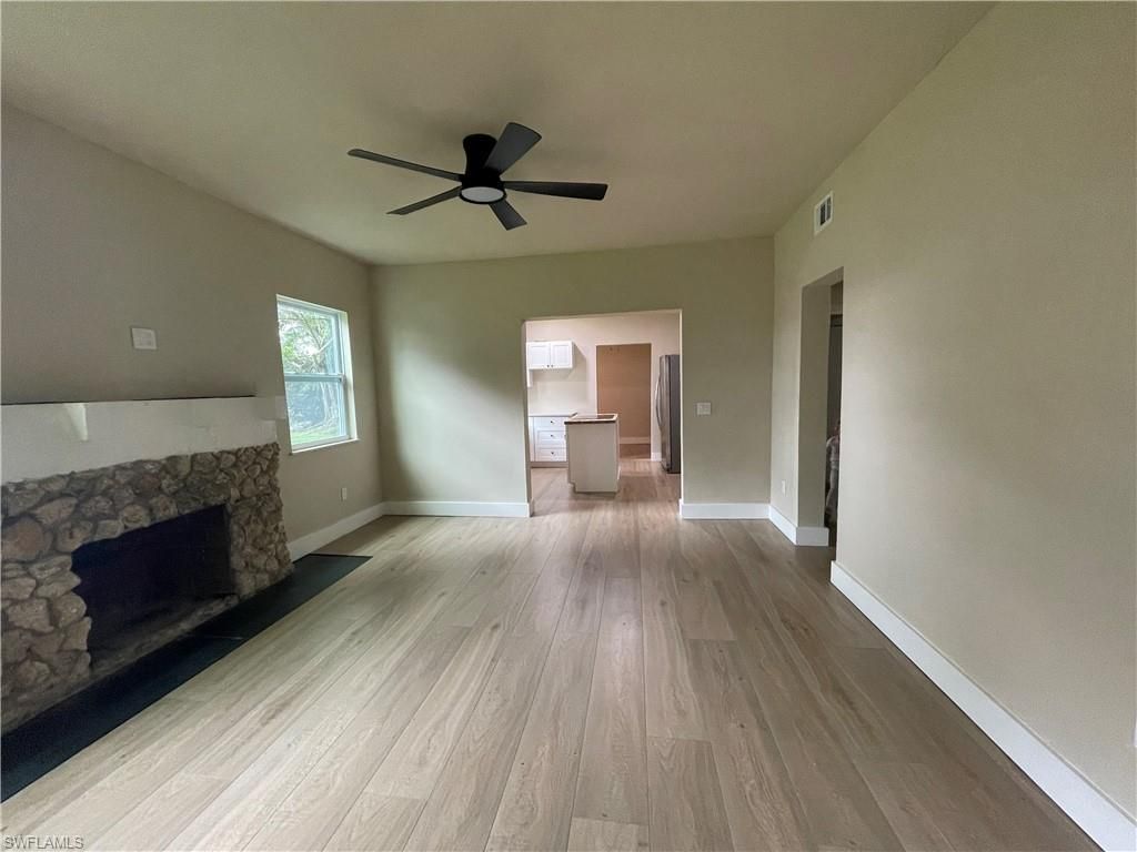 Empty room, Fireplace, Interior, Wood Texture Flooring