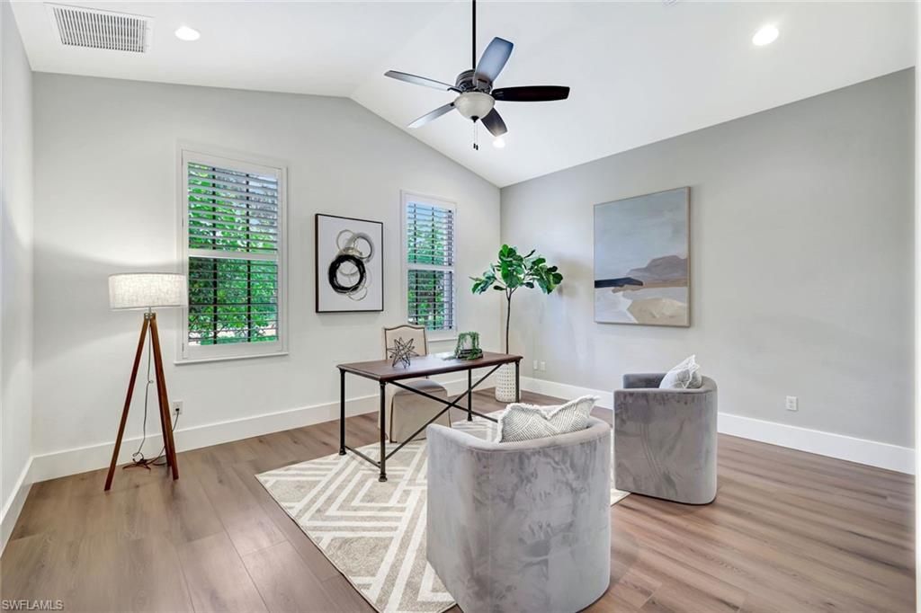 Home Office, Interior, Recessed Lighting, Wood Texture Flooring