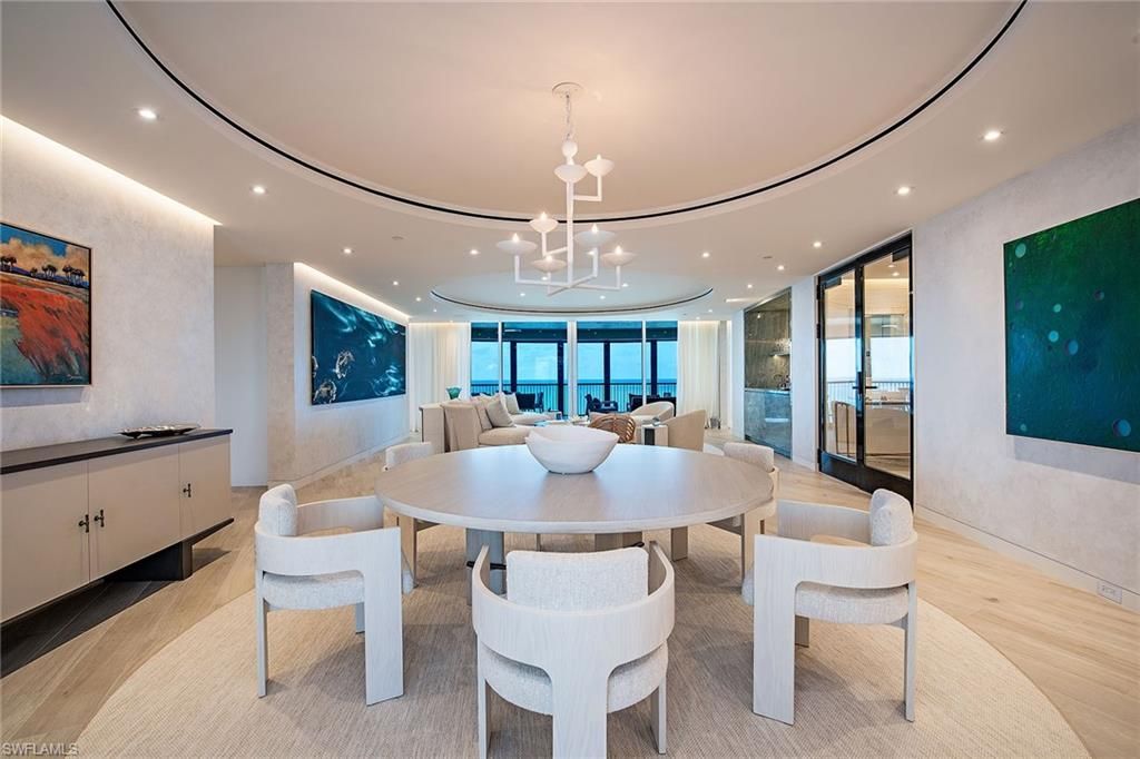 Chandelier, Dining room, Interior, Living room, Pendant Lights, Recessed Lighting, Water, Wood Texture Flooring