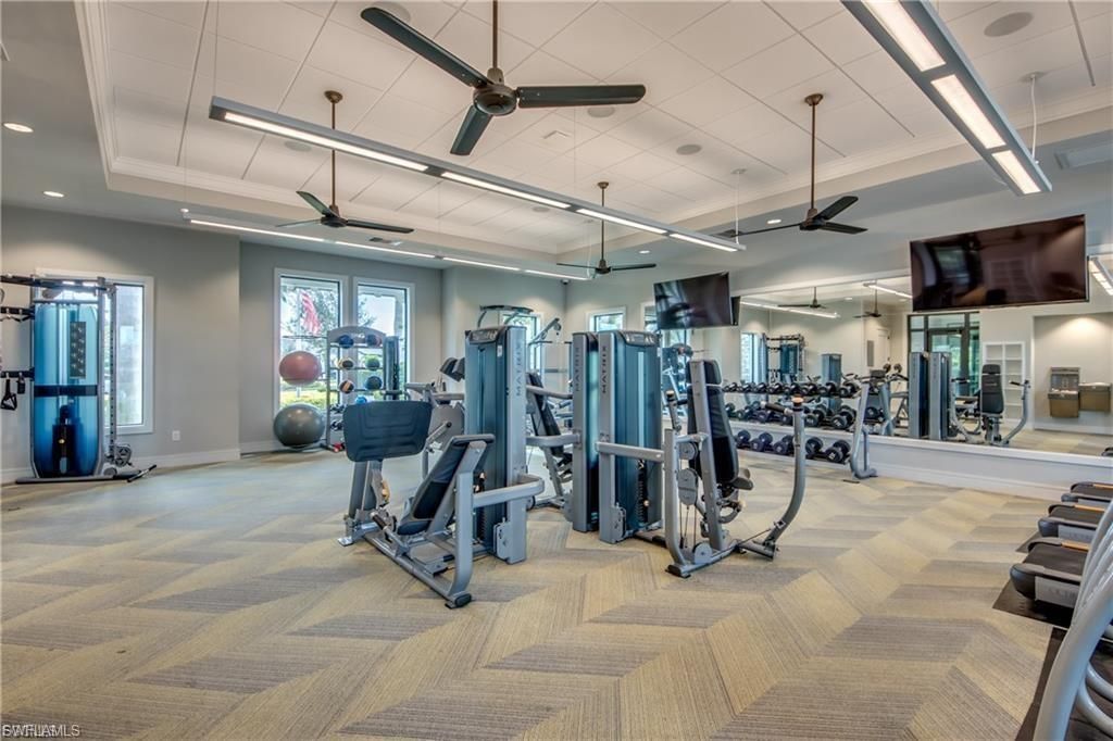 Fitness Equipment, Gym, Interior, Recessed Lighting
