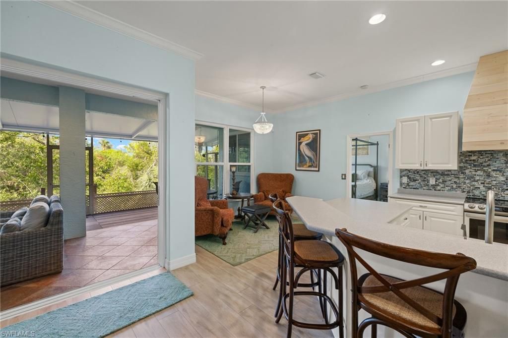 Dining room, Interior, Kitchen, Living room, Pendant Lights, Recessed Lighting, Wood Texture Flooring