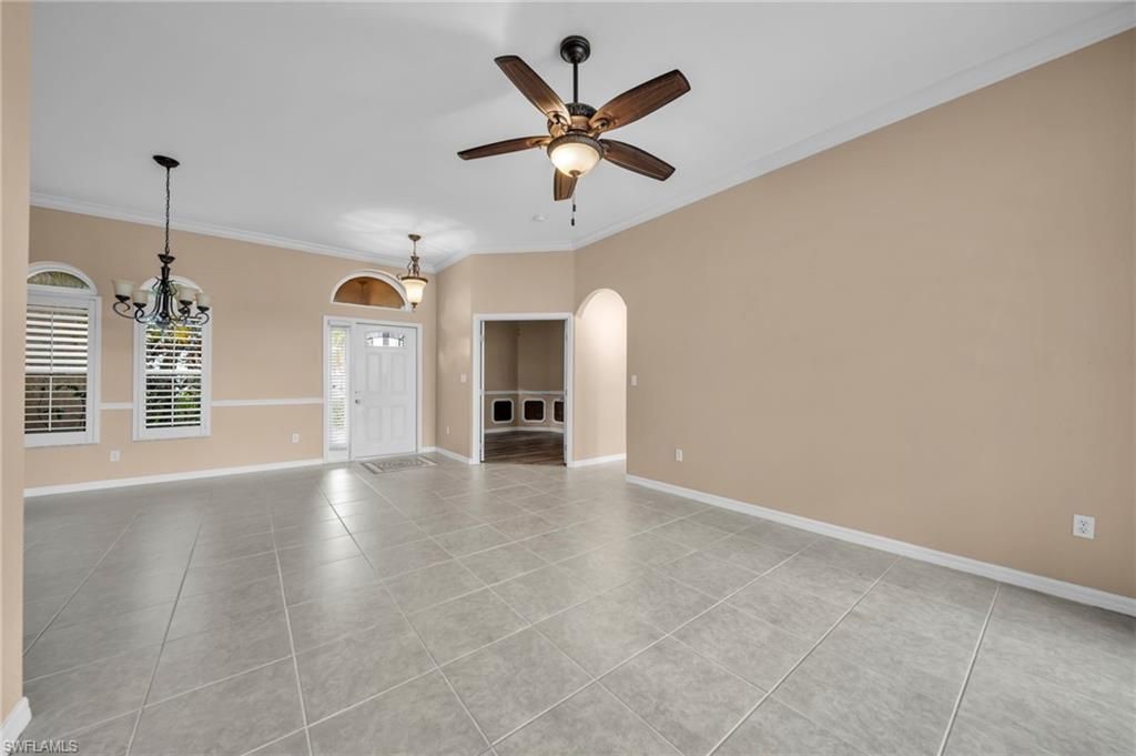 Chandelier, Empty room, Fireplace, Interior, Pendant Lights