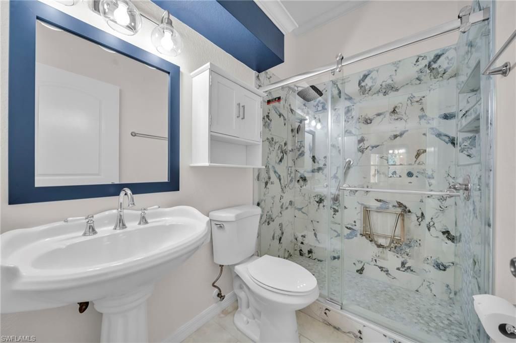 Bathroom, Glass Shower, Interior, Marble, Marble Walls