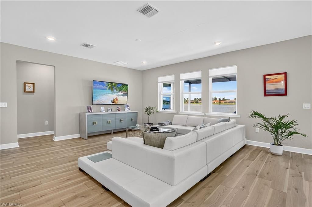 Interior, Living room, Recessed Lighting, Water, Wood Texture Flooring
