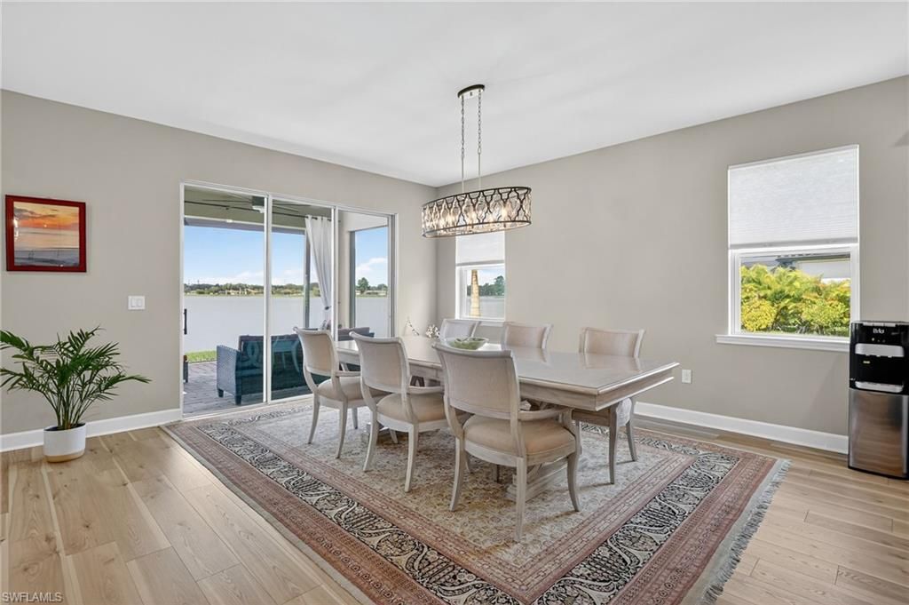 Chandelier, Dining room, Interior, Pendant Lights, Wood Texture Flooring