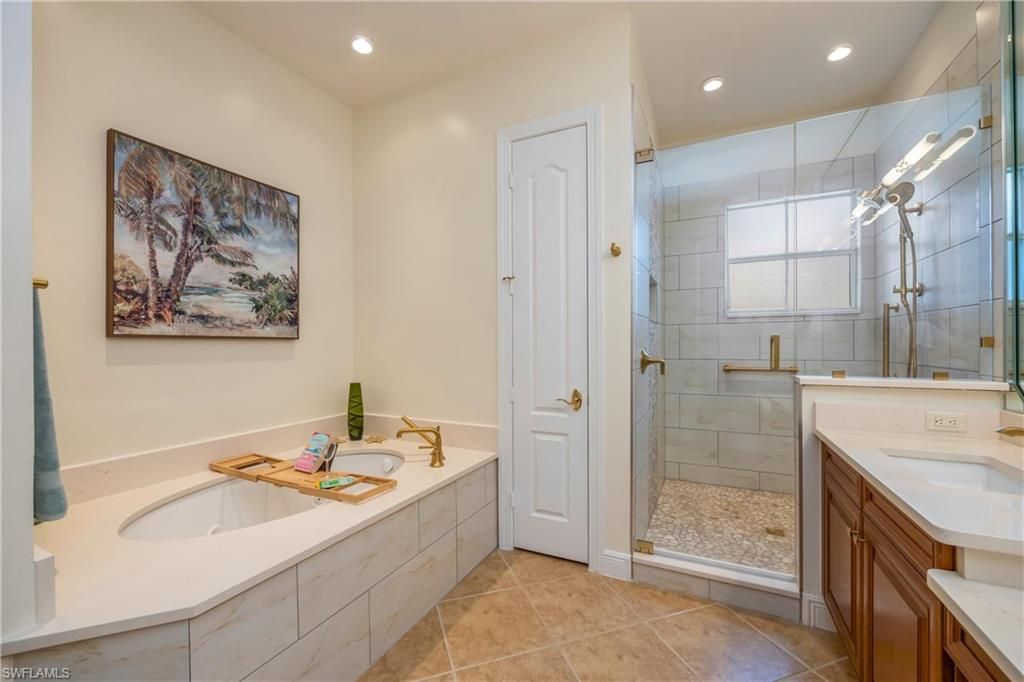 Bathroom, Dual Sink Vanities, Glass Shower, Interior, Recessed Lighting