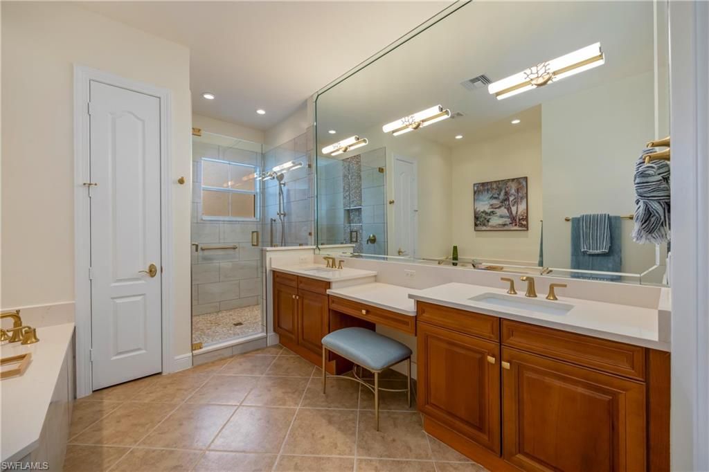 Bathroom, Dual Sink Vanities, Glass Shower, Interior, Recessed Lighting