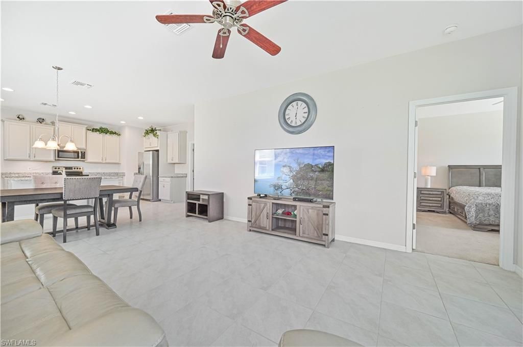 Bedroom, Dining room, Interior, Kitchen, Living room, Pendant Lights, Recessed Lighting, Stainless Steel Appliances
