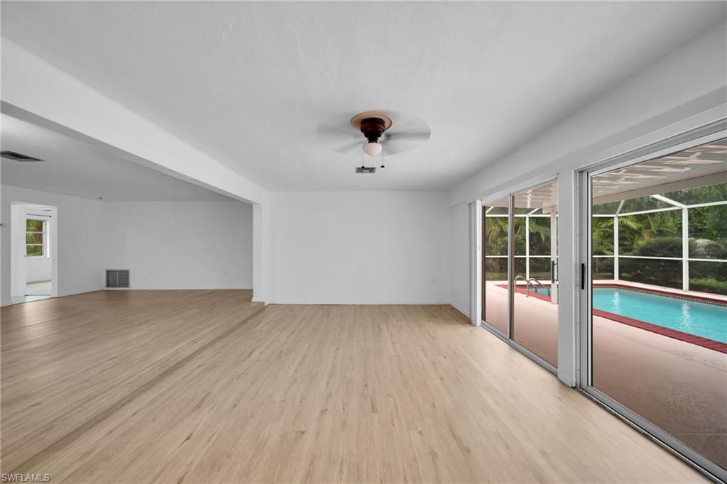 Empty room, Interior, Pool, Wood Texture Flooring