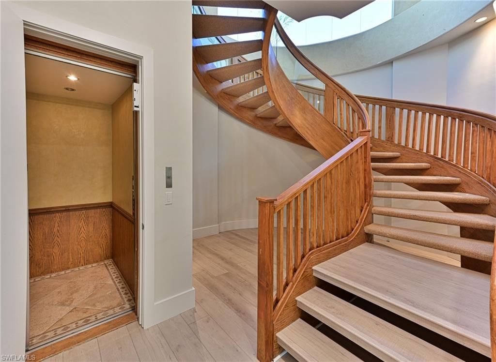 Elevator, Interior, Recessed Lighting, Wood Texture Flooring, Wooden Walls