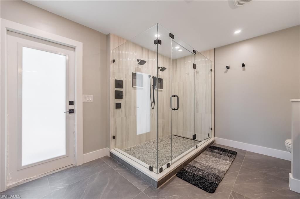 Bathroom, Glass Shower, Interior, Recessed Lighting