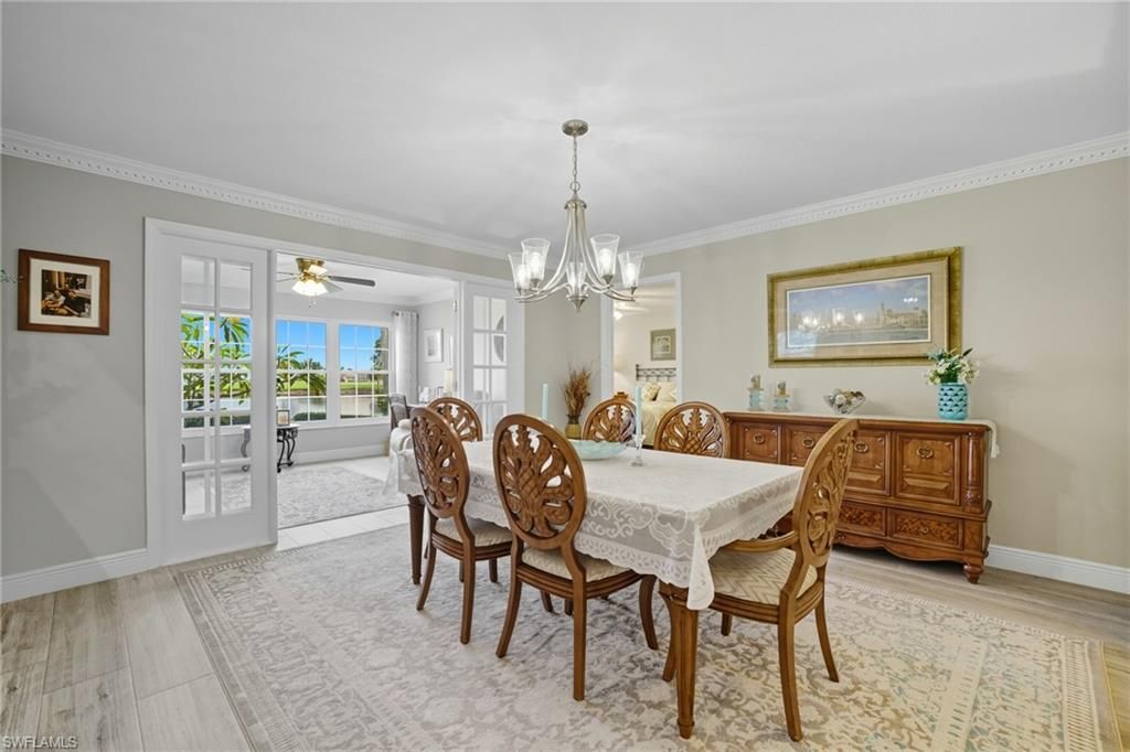 Chandelier, Dining room, Interior, Water, Wood Texture Flooring
