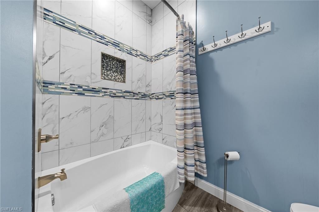 Bathroom, Interior, Marble Walls, Wood Texture Flooring