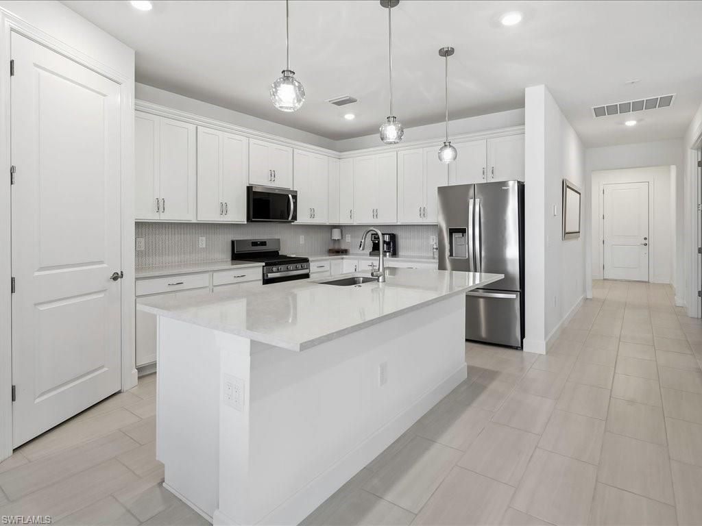 Interior, Kitchen, Pendant Lights, Recessed Lighting, Stainless Steel Appliances